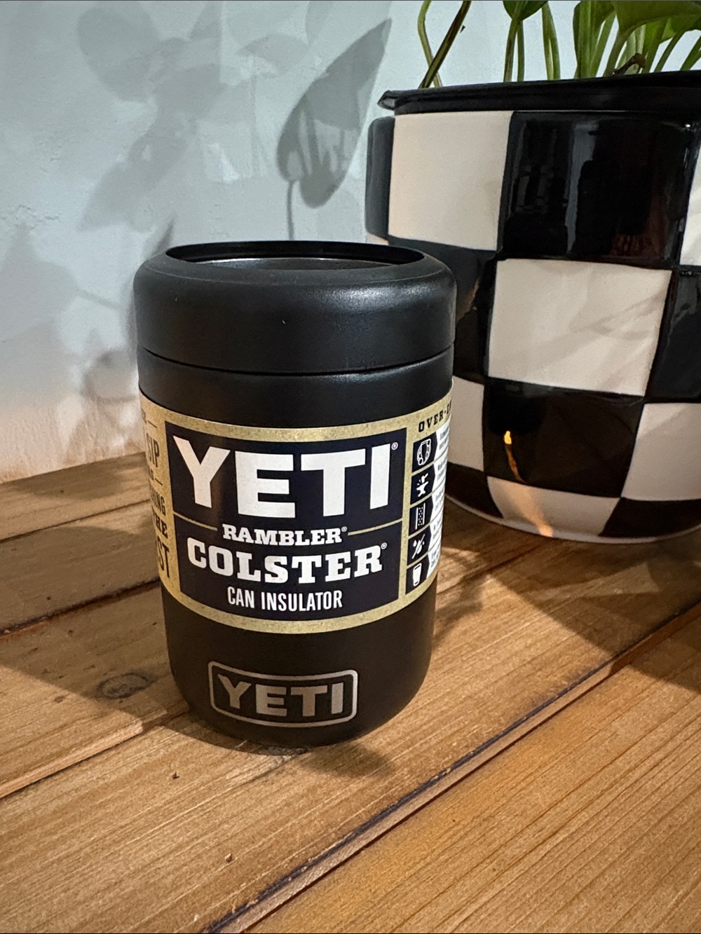 Yeti Rambler Colster Can Insulator in Black with Silver Logo